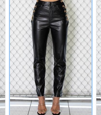 Own the Night: Gold and Black Leopard Faux Leather High Waist