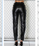 Faux Leather Pants with Gold Chains